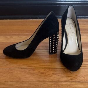 Jessica Simpson Black Heels with Gold Studs